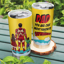 Load image into Gallery viewer, Personalized Superhero Dad Tumbler - Custom Names Tumbler Cup PopCulturePrints