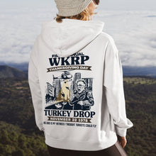 Load image into Gallery viewer, WKRP Thanksgiving Turkey Drop Hoodie Shirts PopCulturePrints