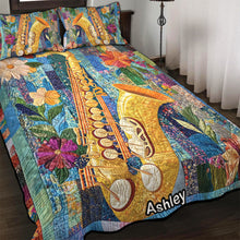 Load image into Gallery viewer, Vibrant Saxophone Quilt Bed Set - Perfect Gift for Saxophone Lovers Blanket PopCulturePrints