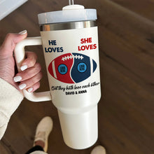 Load image into Gallery viewer, Customized Football Couple Tumbler with Team Logos - Valentine's Day Gifts Tumbler Cup PopCulturePrints