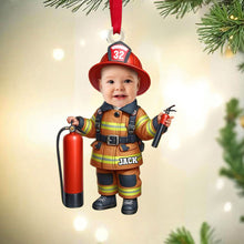 Load image into Gallery viewer, Personalized Kids Hero Photo Ornaments - Firefighter & Police Themes Ornament PopCulturePrints