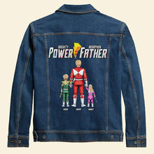Load image into Gallery viewer, “Every Super Dad Deserves a Mighty Gift” - Power Father Denim Jacket - Personalized Gift for Dad Denim Jacket PopCulturePrints