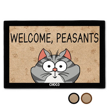 Load image into Gallery viewer, Welcome, Peasants! Funny Cats Personalized Doormat Doormat PopCulturePrints