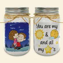 Load image into Gallery viewer, Personalized Valentine's Day Gifts for Couples - Mason Jar Light | You're My Sun and Moon Drink Jar PopCulturePrints