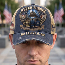 Load image into Gallery viewer, “Never Forget” - Personalized Classic Cap - Gift for First Responders & 9/11 Memorial Enthusiasts