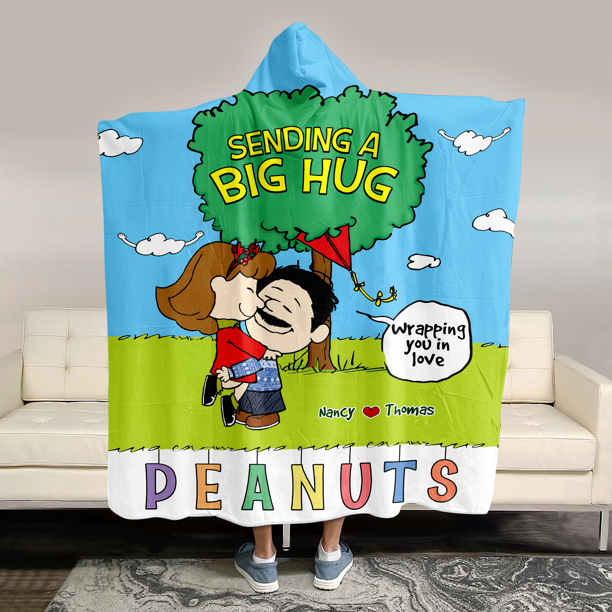 Custom Cartoon Couple Hooded Blanket - Personalized Valentine's Day & Christmas Gift Blanket PopCulturePrints