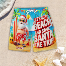 Load image into Gallery viewer, Let's Go to the Beach - Santa's Trip 3D Beach Shorts | Personalized Gifts for Him AOP Products PopCulturePrints