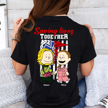 Load image into Gallery viewer, Personalized First Responder Couple Shirt - Saving Lives Together Shirts PopCulturePrints