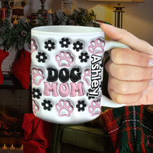 Load image into Gallery viewer, Personalized Dog Mom Mug with Paws and Flowers - Custom Name Coffee Mug PopCulturePrints