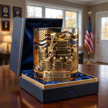 Load image into Gallery viewer, “Daddy’s Best Backups!” - Legendary Police Dad Round Glass - Personalized Gift for Police Officer, Sheriff, Captain & More Glass PopCulturePrints