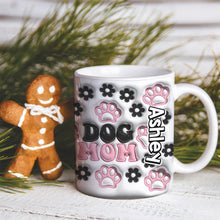 Load image into Gallery viewer, Personalized Dog Mom Mug with Paws and Flowers - Custom Name Coffee Mug PopCulturePrints