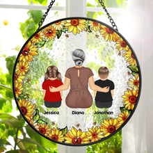 Load image into Gallery viewer, "Cherished Memories: Personalized Floral Frame - Stained Glass Window Hanging for Grandma, Mom & Loved Ones" Suncatcher Ornament PopCulturePrints