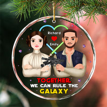 Load image into Gallery viewer, Personalized Galactic Couple Crystal Ornament - Perfect Valentine's Day Gifts for Sci-Fi Lovers Ornament PopCulturePrints