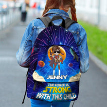 Load image into Gallery viewer, Personalized Space Adventure Kid's Backpack - The Force is Strong with Your Child Backpack PopCulturePrints