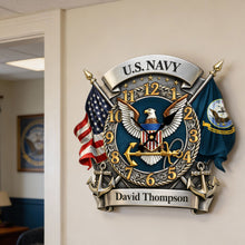 Load image into Gallery viewer, “Time to Honor Service” - Military Acrylic Hanging Wall Clock - Personalized Gift for Veterans, Family, and Friends Hanging Wall Clock PopCulturePrints