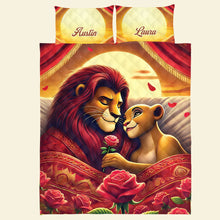 Load image into Gallery viewer, Personalized Lion Couple Quilt Bed Set - Perfect Gift for Couples Blanket PopCulturePrints