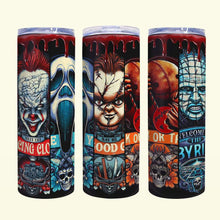 Load image into Gallery viewer, Halloween Horror Movie Characters Skinny Tumbler Tumbler Cup PopCulturePrints