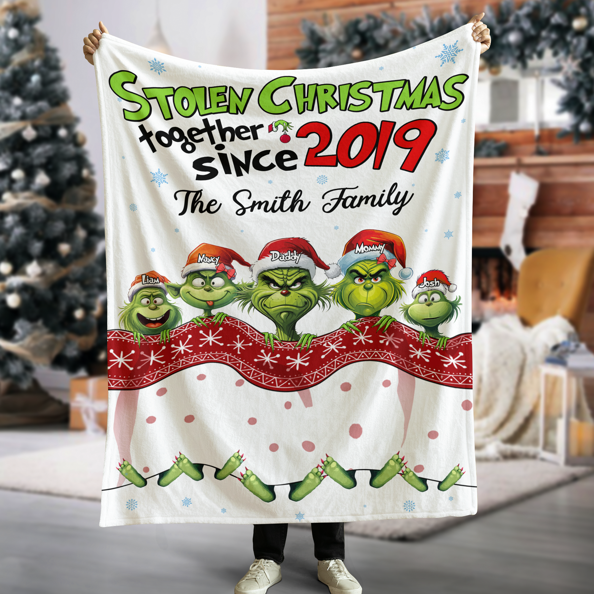 Custom Christmas Family Blanket - Stolen Christmas Together Design Blanket PopCulturePrints