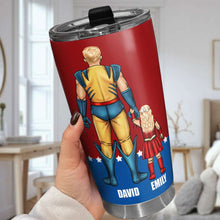 Load image into Gallery viewer, Personalized Superhero Dad Tumbler - Father's Day Gift Tumbler Cup PopCulturePrints