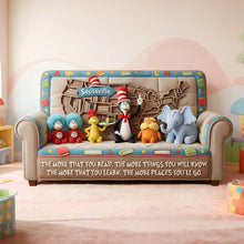 Load image into Gallery viewer, “The more that you read, the more you will know” - Personalized Reading Quilted Sofa Cover - Perfect Gift for Book Lovers and Literary Enthusiasts Sofa Cover PopCulturePrints