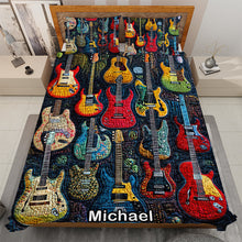 Load image into Gallery viewer, Personalized Guitar Lover's Quilt Bedding Set - Acoustic Vibe Blanket PopCulturePrints