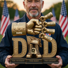 Load image into Gallery viewer, “The Unbreakable Bond” - Veteran Dad’s Guiding Hand Acrylic Plaque - Personalized Gift for Dads, Grandpas, and Heroes Shaped Plaques PopCulturePrints