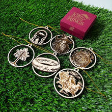 Load image into Gallery viewer, Set of 6 Wooden Middle-Earth Christmas Ornaments Ornament PopCulturePrints