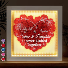 Load image into Gallery viewer, “Mother & Daughter Forever Linked Together” - Personalized LED Light Flower Shadow Box - Unique Gift for Moms, Grandmas & Daughters LED Light Flower Shadow Box PopCulturePrints