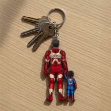 Load image into Gallery viewer, Power Dad and His Sidekicks - Personalized Keychain for Dad and Grandpa Keychains PopCulturePrints
