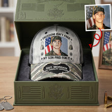 Load image into Gallery viewer, Freedom Isn't Free - Personalized Military Cap for Veteran Families Caps PopCulturePrints