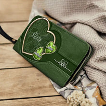 Load image into Gallery viewer, “Treasured Memories in Every Gem” - Personalized Leather Long Wallet for Mom and Grandma Leather Long Wallet PopCulturePrints