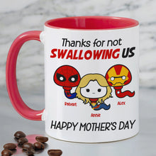 Load image into Gallery viewer, Funny Superhero Mug for Mom - Thanks for Raising Us Coffee Mug PopCulturePrints