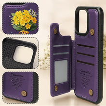 Load image into Gallery viewer, “Blossoms of Joy” - Personalized Birth Flower Bouquet Leather Flip Wallet Phone Case Leather Flip Wallet Phone Case PopCulturePrints