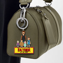Load image into Gallery viewer, “Father of the Year” Personalized Keychain - Custom Gift for Dads, Grandfathers & Father Figures Keychains PopCulturePrints
