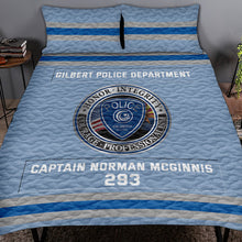 Load image into Gallery viewer, Personalized Police Quilt Bedding Set with Custom Department Logo Blanket PopCulturePrints