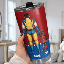 Load image into Gallery viewer, Personalized Superhero Dad Tumbler - Custom Father's Day Gift Tumbler Cup PopCulturePrints