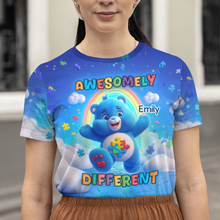Load image into Gallery viewer, "Awesomely Different" - Personalized Autism Awareness Shirt AOP Products PopCulturePrints