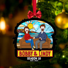 Load image into Gallery viewer, “Celebrate Your Love With Humor” - Quirky Cartoon Couple Ornament - Personalized Gift for Couples Ornament PopCulturePrints