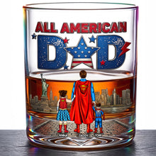 Load image into Gallery viewer, "Celebrate the Hero in Your Life!" - All American Dad Glass Mug - Personalized Gift for Dad, Grandpa, and Father Figures Glass PopCulturePrints