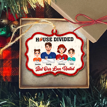 Load image into Gallery viewer, Personalized Football Family Christmas Ornament - House Divided, Love United Ornament PopCulturePrints
