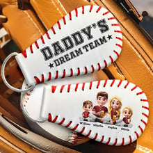 Load image into Gallery viewer, “Daddy's Dream Team” - Personalized Leather Baseball Keychain - Gift for Dad, Grandpa, and Loved Ones Leather Baseball Keychain PopCulturePrints