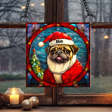 Load image into Gallery viewer, Personalized Pug Dog Christmas Suncatcher Ornament - Festive Gifts for Dog Lovers Suncatcher PopCulturePrints