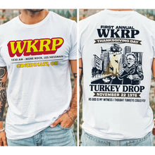 Load image into Gallery viewer, WKRP Thanksgiving Turkey Drop Hoodie Shirts PopCulturePrints
