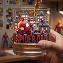 Load image into Gallery viewer, “Dad: My Hero” - Personalized Spider Dad Glass Mug - Perfect Gift for Fathers and Grandfathers Glass PopCulturePrints