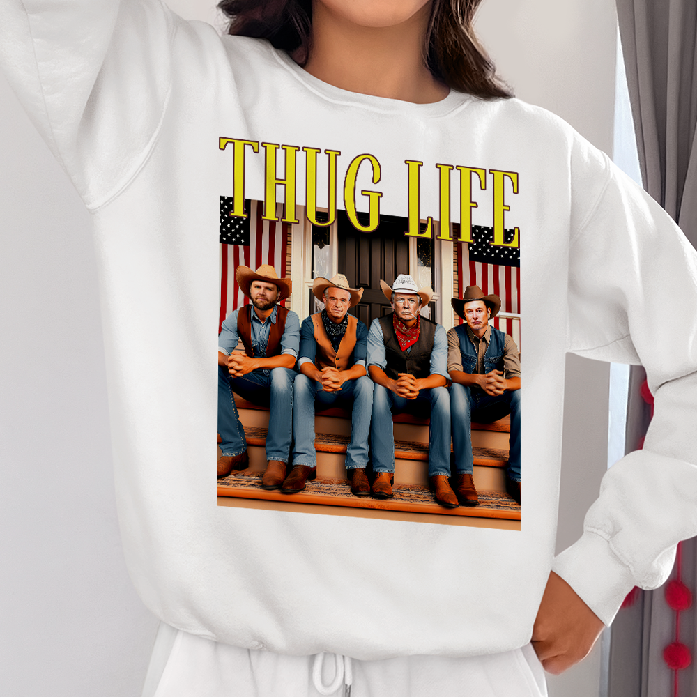 Thug Life Cowboy Christmas Sweatshirt Shirts PopCulturePrints