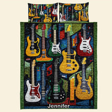 Load image into Gallery viewer, Personalized Guitar Lovers Quilt Bed Set Blanket PopCulturePrints