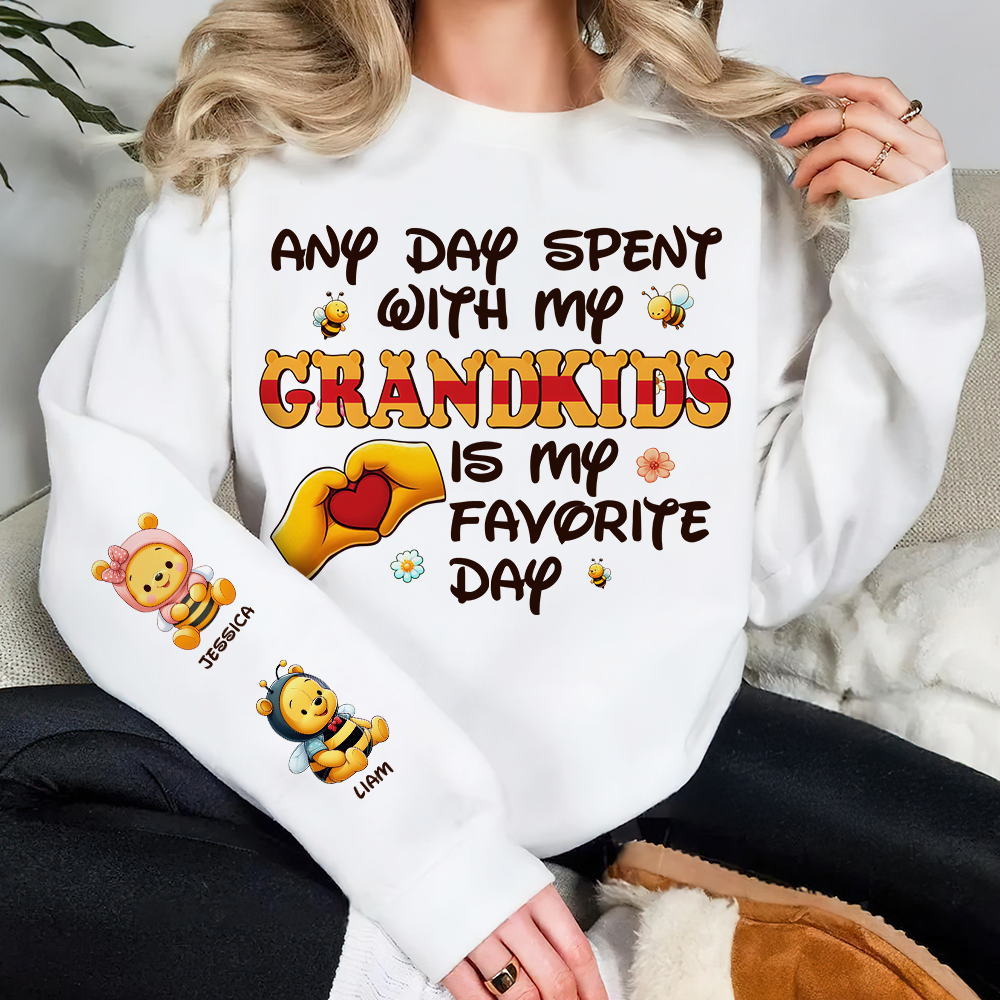 "Any Day Spent with My Grandkids is My Favorite Day" – Personalized 3D Shirt for Grandma AOP Products PopCulturePrints