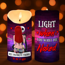 Load image into Gallery viewer, “Light When You Want Me Naked” – Personalized Funny Horror Gifts for Couples - Custom LED Candle for Him and Her Led Candle PopCulturePrints