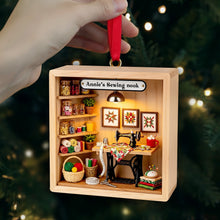 Load image into Gallery viewer, “Create Your Cozy Corner” - Cozy Sewing Nook Acrylic Ornament - Personalized Gift for Sewing Enthusiasts Ornament PopCulturePrints