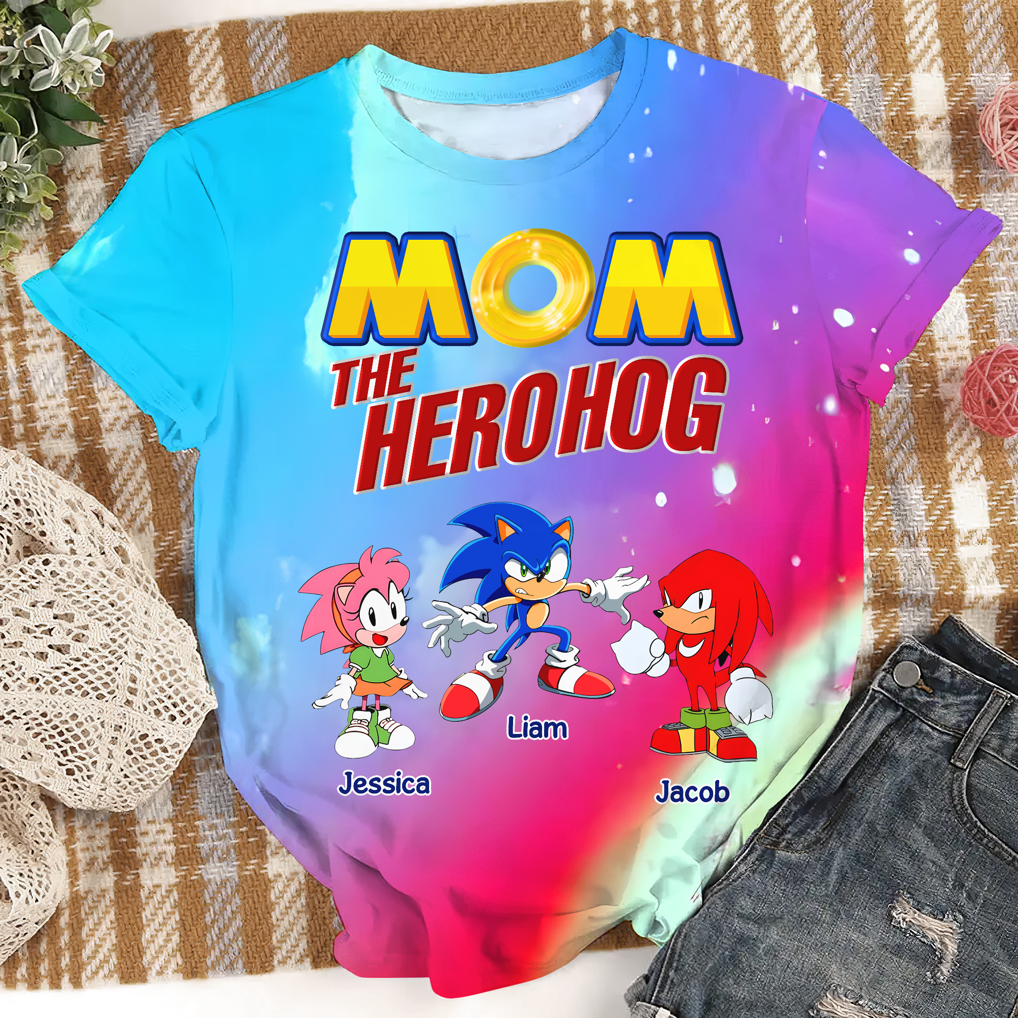 "Mom the Hero" - Personalized 3D Shirt for Moms, Gift for Her AOP Products PopCulturePrints